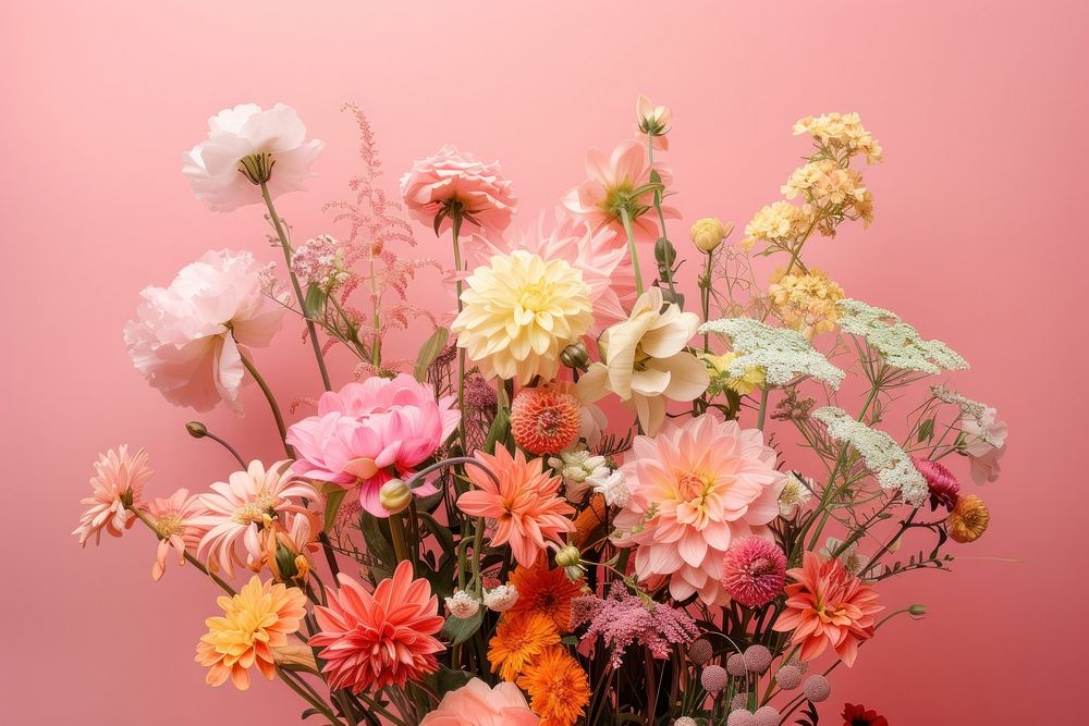 A bouquet with various pastel colors of flowers plant petal inflorescence.