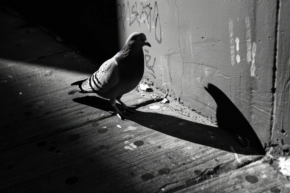 Pigeon in the street animal light bird.