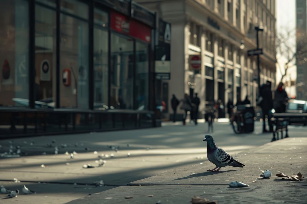 Pigeon in the street city animal road.