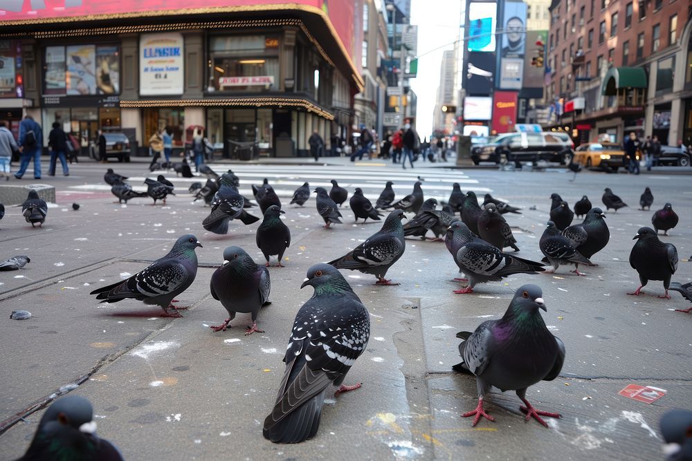 A Pigeons pigeon animal street.