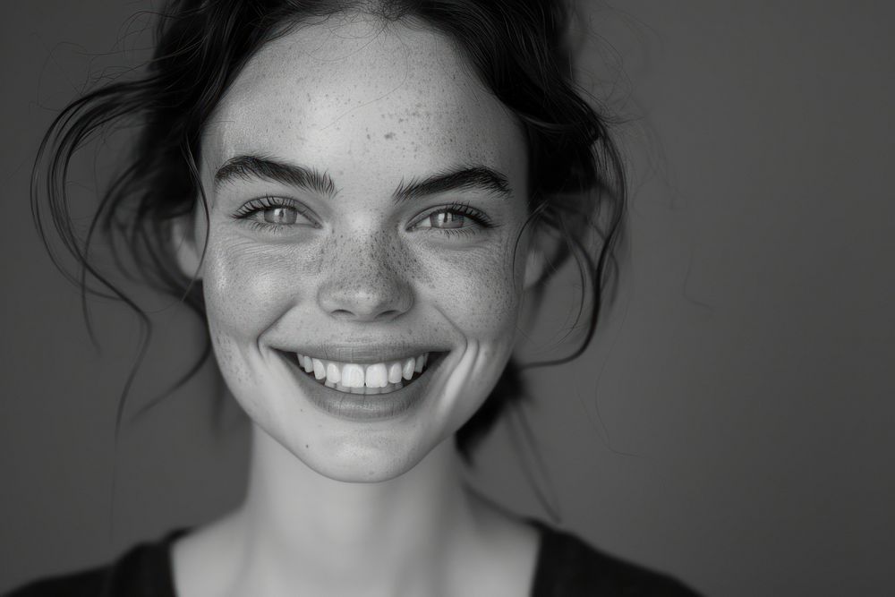 Smiling woman portrait adult teeth.
