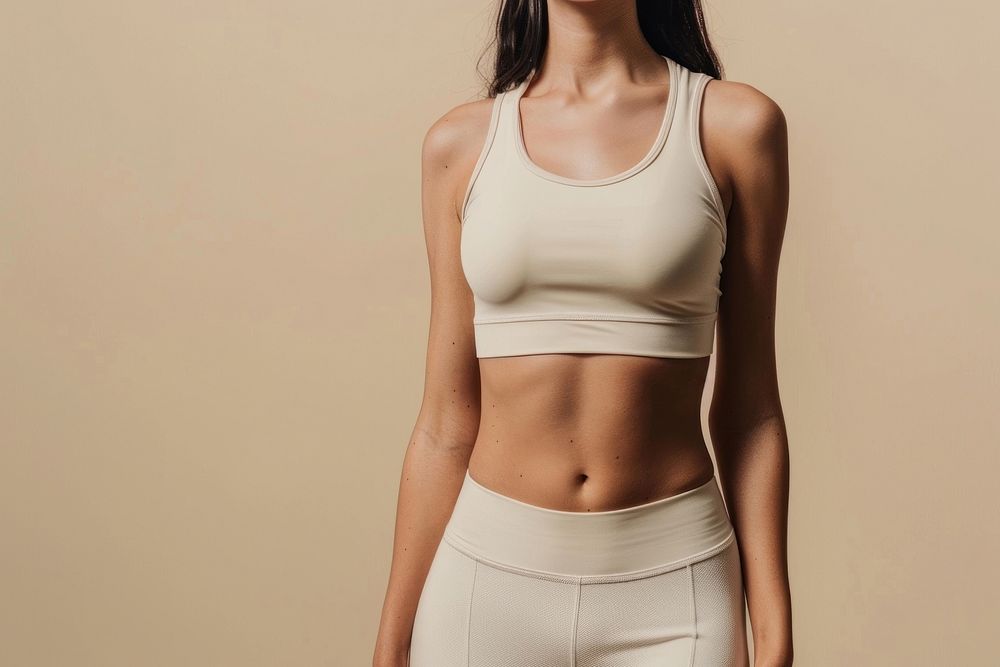 Blank cream sport spandex sportswear fashion apparel undergarment.