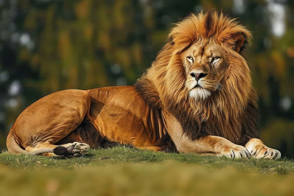Beautiful big lion at safari park wildlife mammal animal.