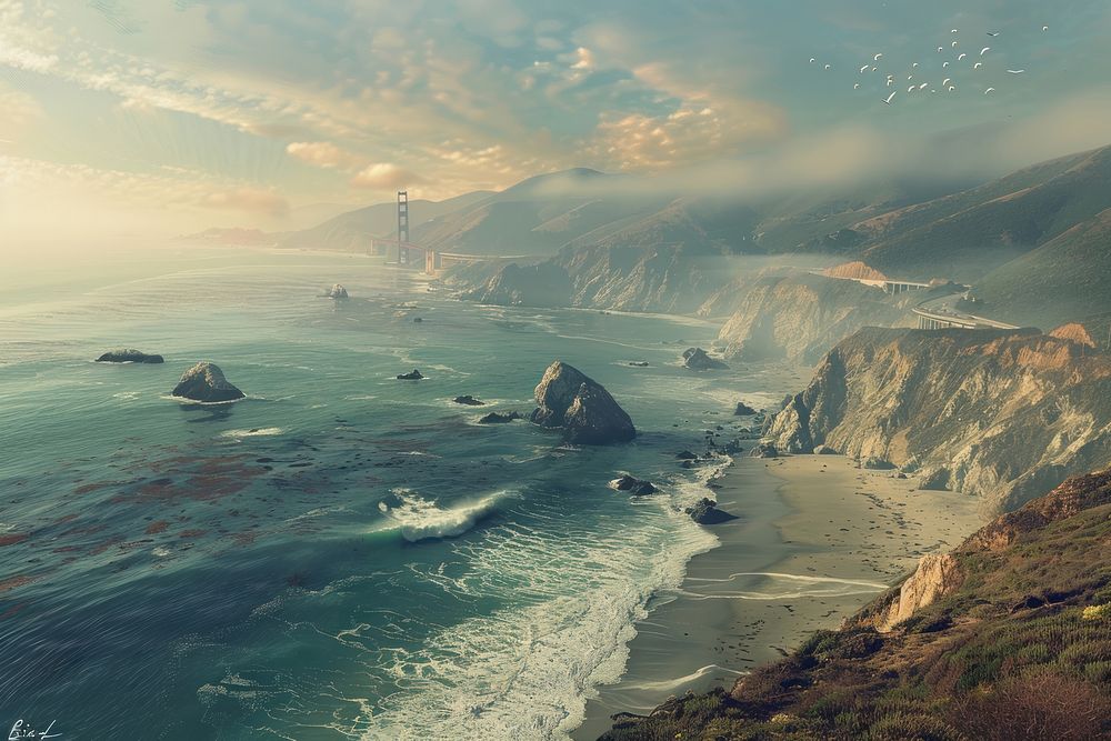 Bixby Bridge beautiful California landscape outdoors nature.