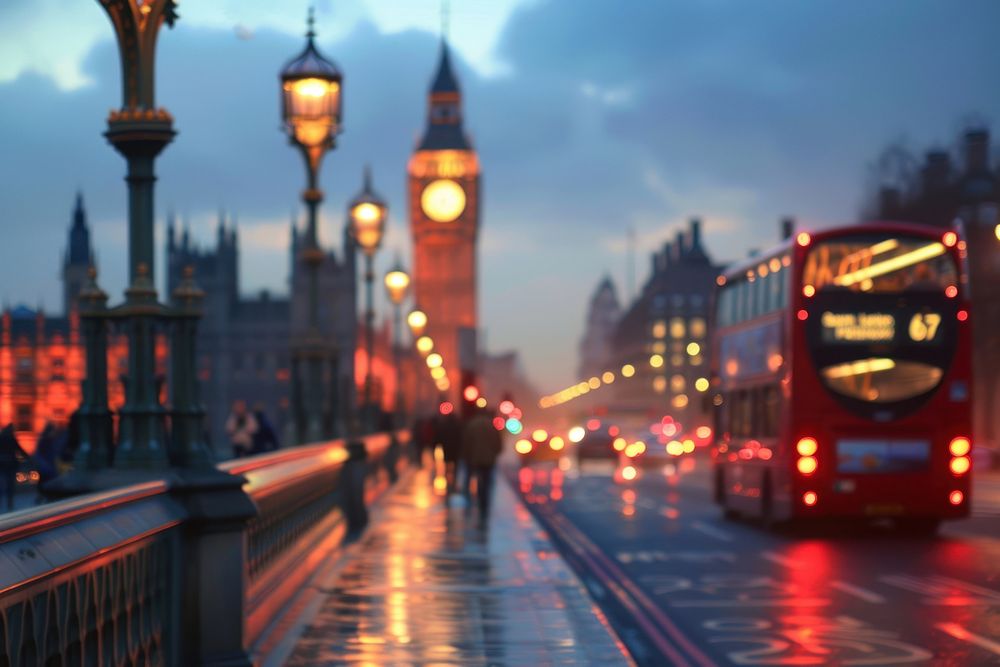 Blurred london urban architecture cityscape outdoors.