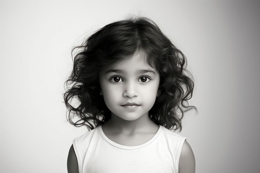 Child hispanic portrait white photo.