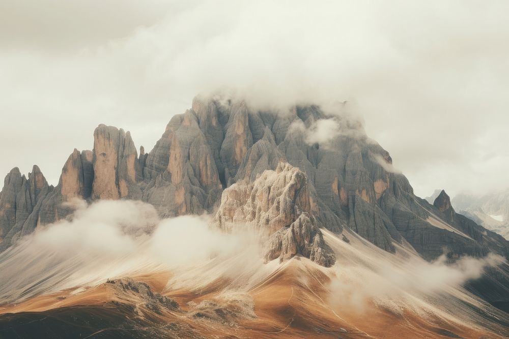 Dolomites mountain range landscape panoramic outdoors.