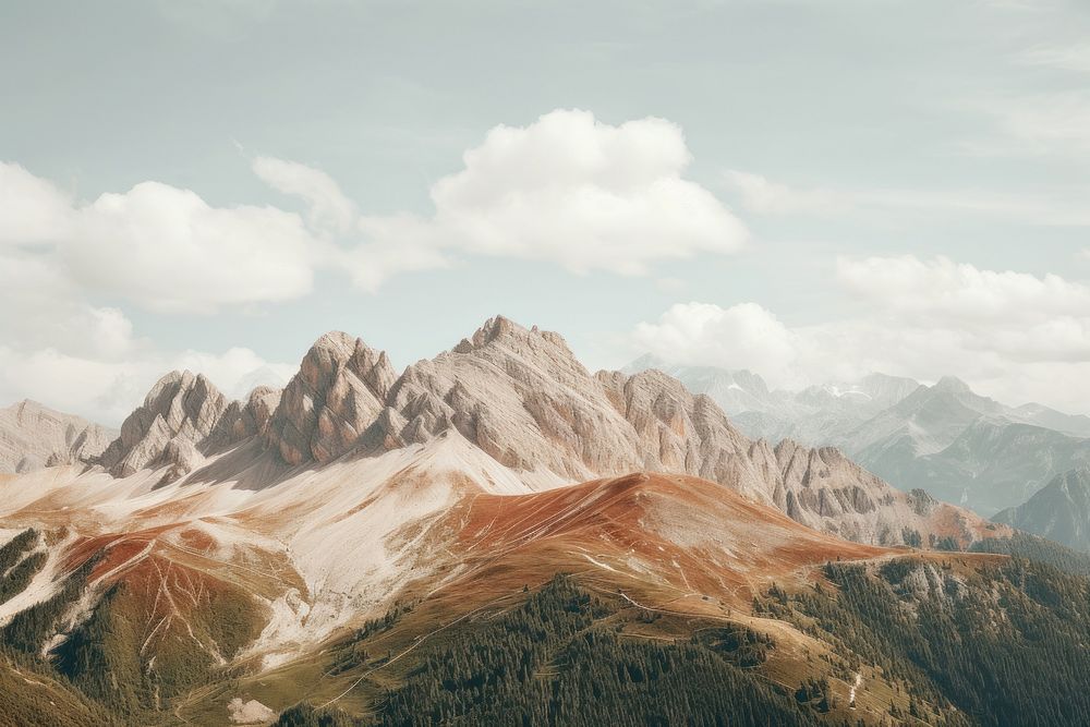 Dolomites mountain range landscape wilderness panoramic.