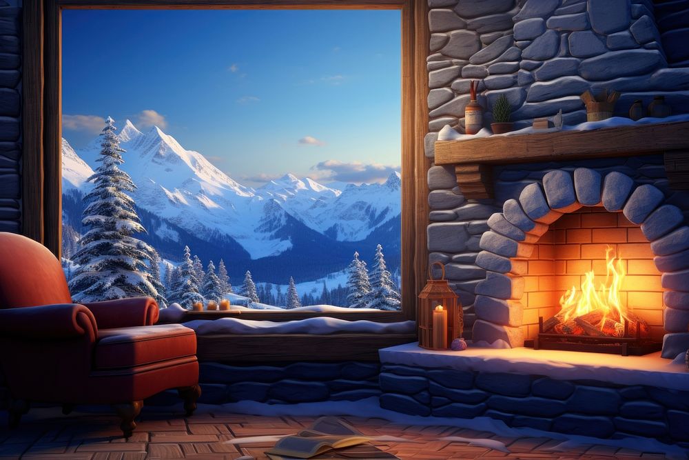 Fireplace mountain nature hearth.