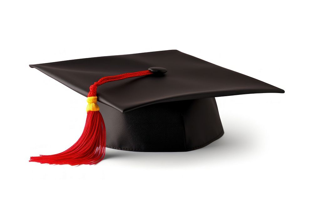 Graduation cap white background intelligence achievement.