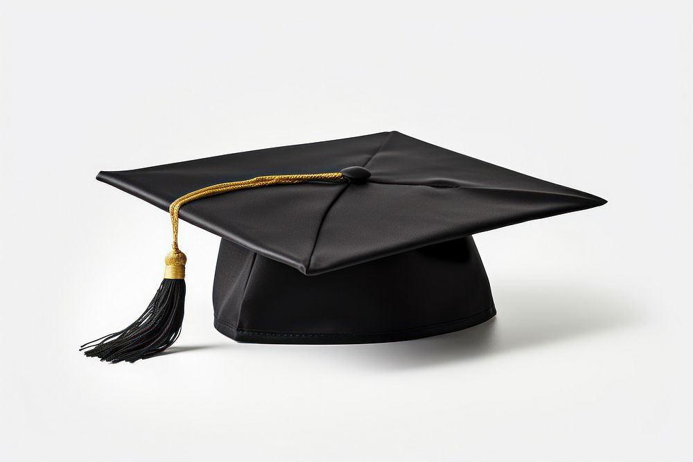 Graduation cap white background intelligence certificate.