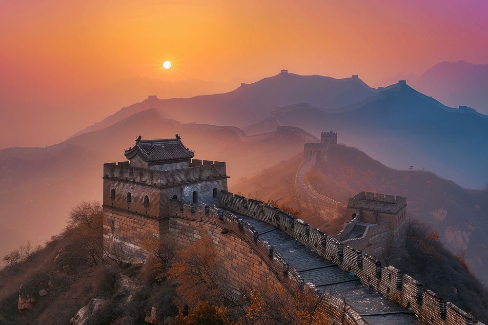 Great Wall of China landscape outdoors nature.