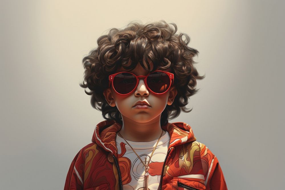 Kid hispanic sunglasses portrait photo.