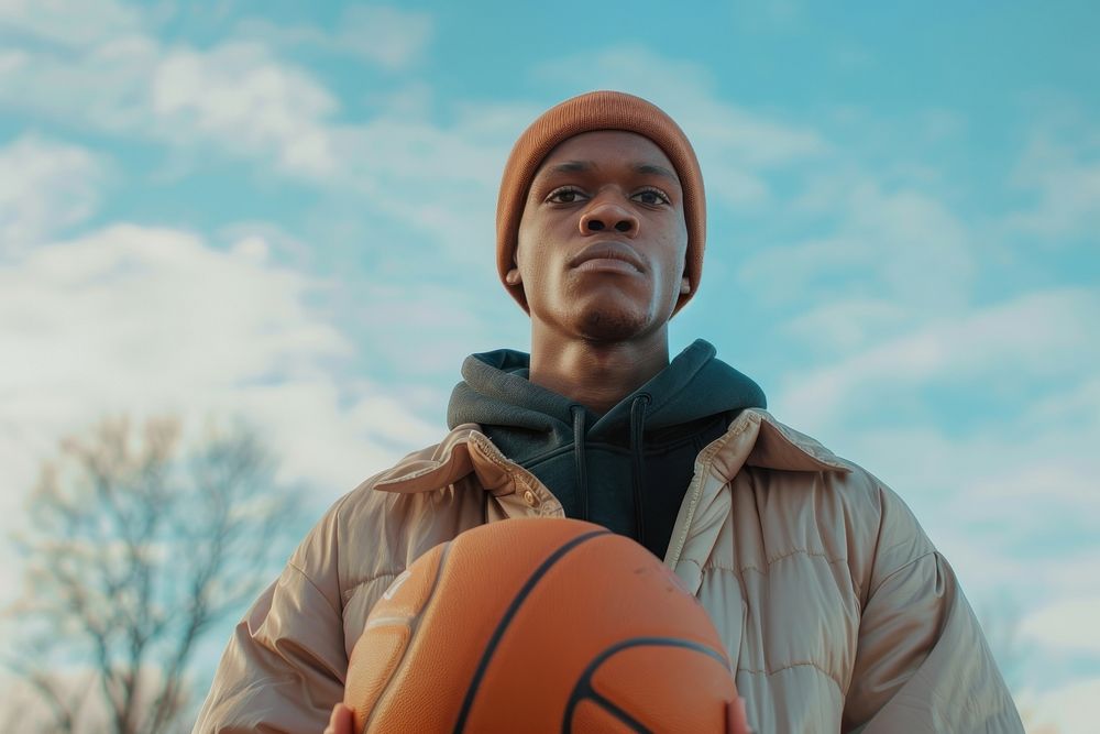 Man holding basketball portrait sports adult.