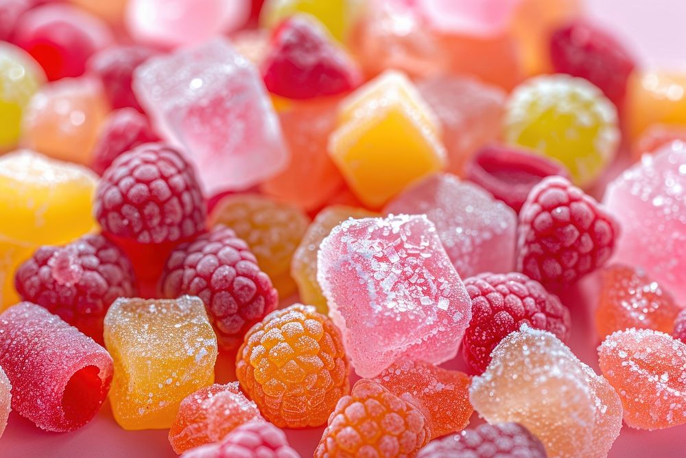 Mixed colorful fruit candy confectionery backgrounds food.