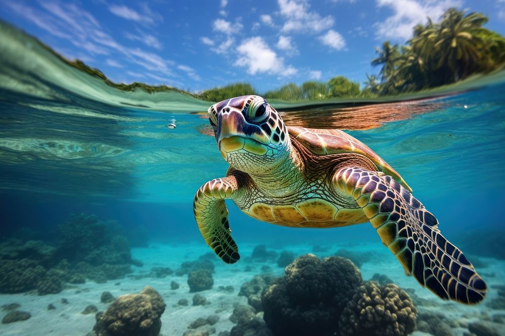 Sea turtle sea underwater outdoors.