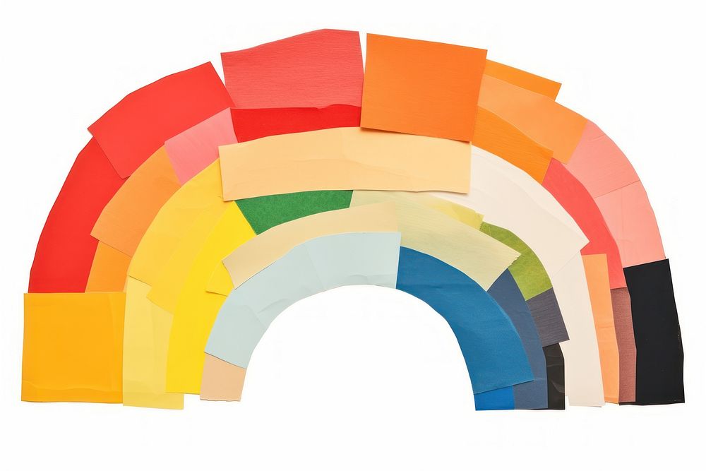Rainbow paper collage element backgrounds abstract white background.