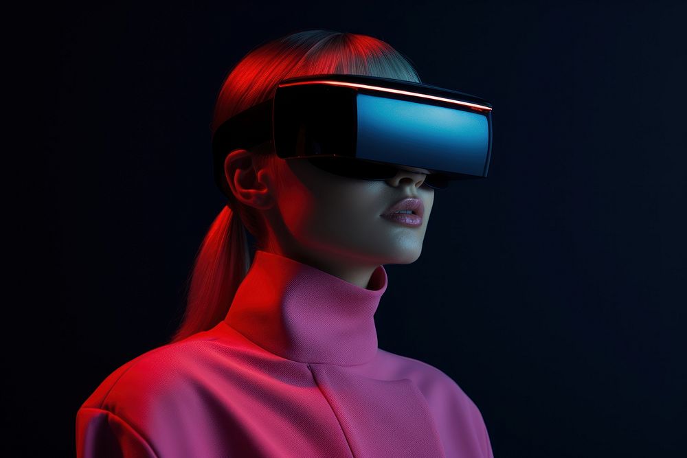 Woman wearing VR glasses photography portrait adult.