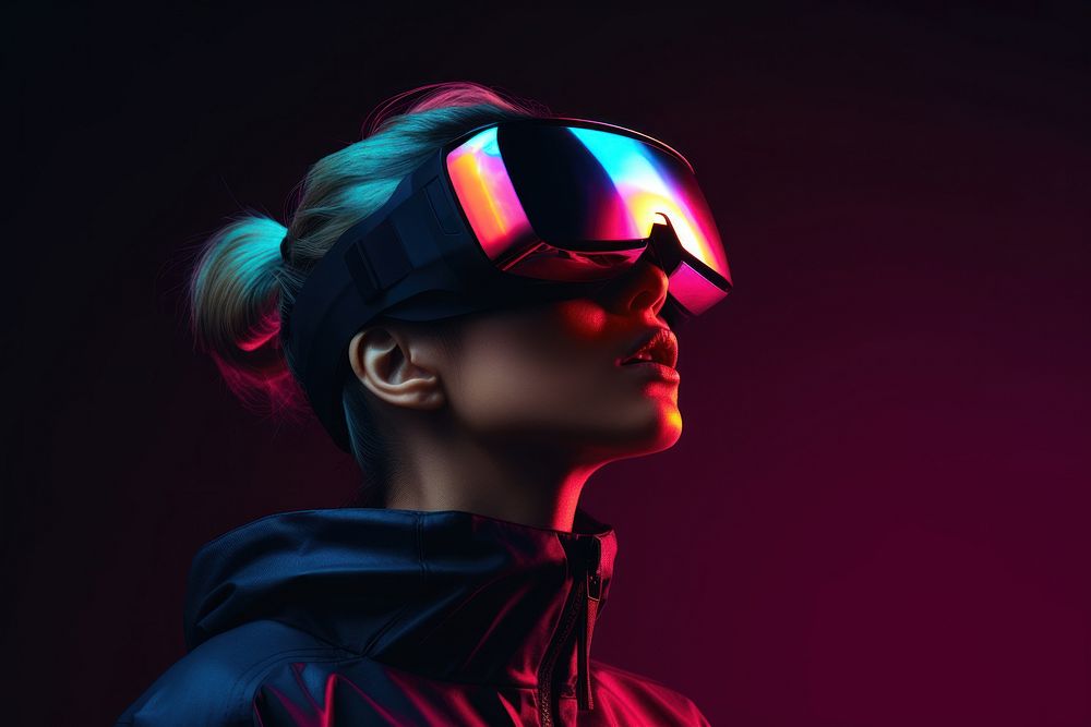 Woman wearing VR glasses photography sunglasses portrait.