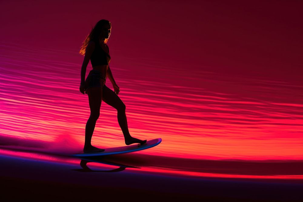 Woman playing surf surfing sports nature.