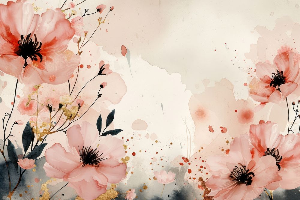 Pink floral watercolor background painting backgrounds pattern.