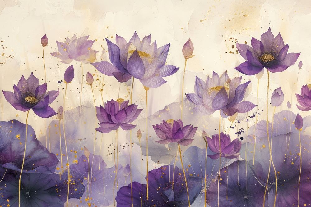 Purple lotus forest watercolor background painting backgrounds lavender.