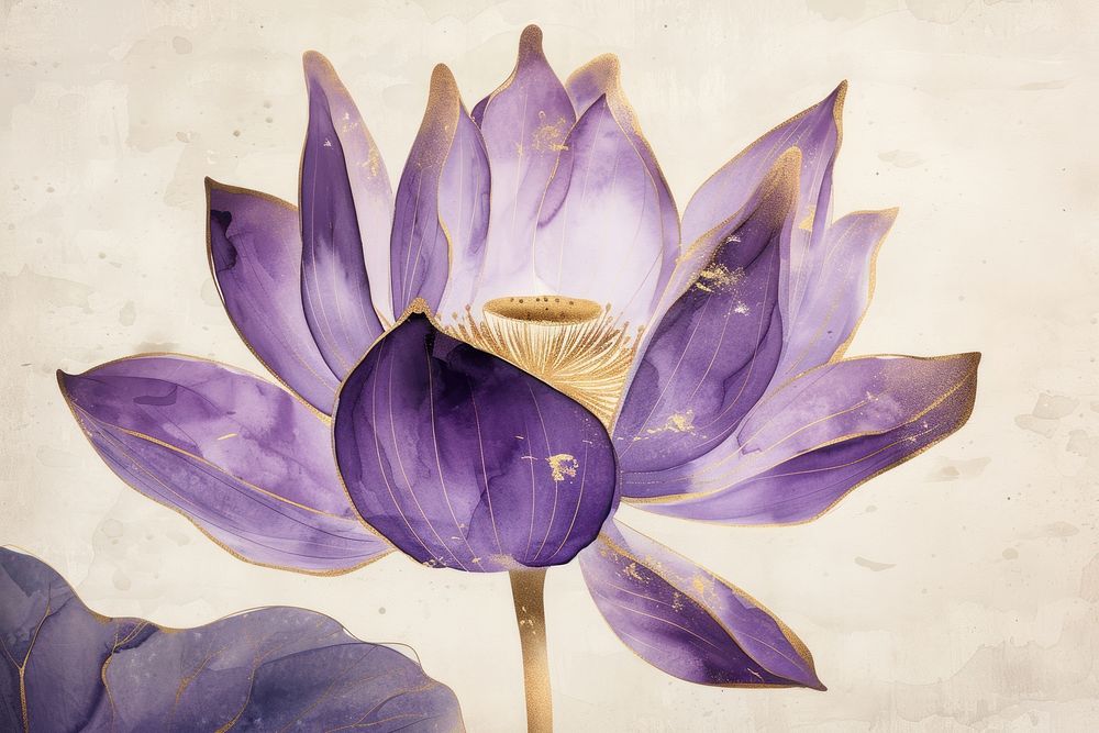 Purple lotus watercolor background painting flower petal.