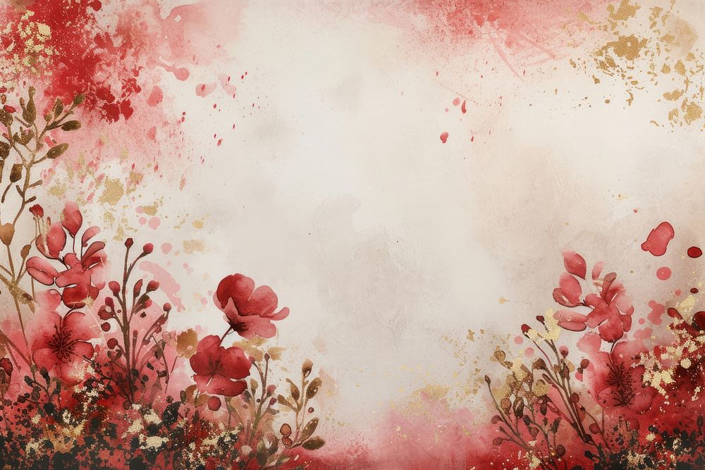 Red floral watercolor background painting backgrounds pattern.