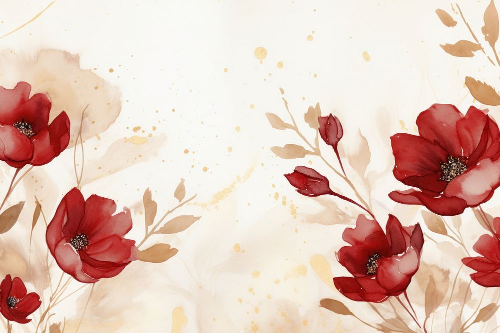 Red floral watercolor background backgrounds painting pattern.