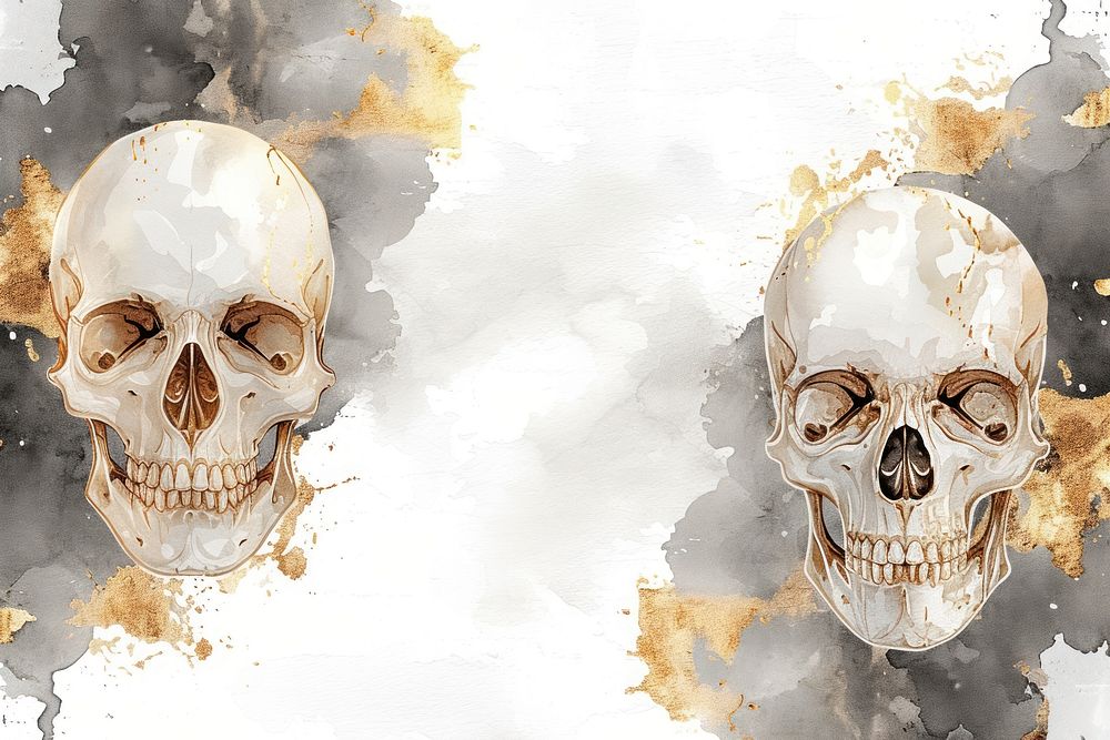 Skull watercolor background painting anthropology creativity.