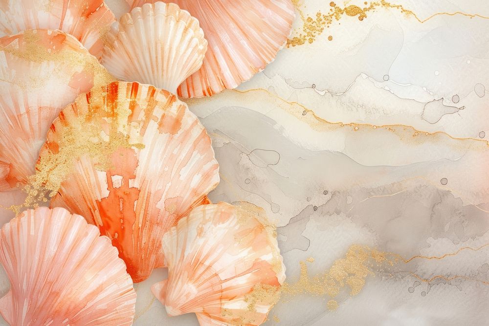 Shell watercolor background backgrounds invertebrate accessories.