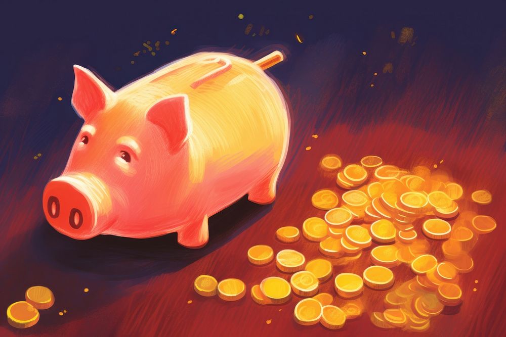 Piggy bank and coin mammal illuminated investment.