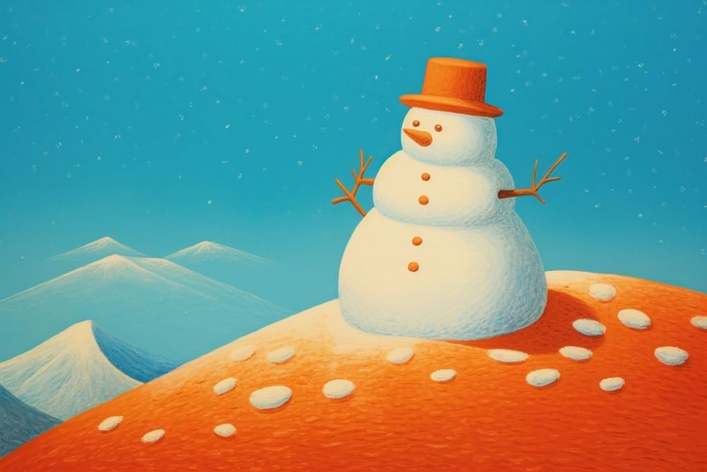 Snowman on snow eason winter nature representation.