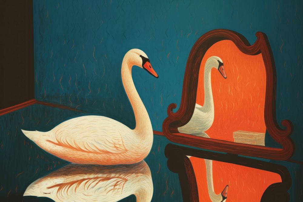 A swan painting animal bird.