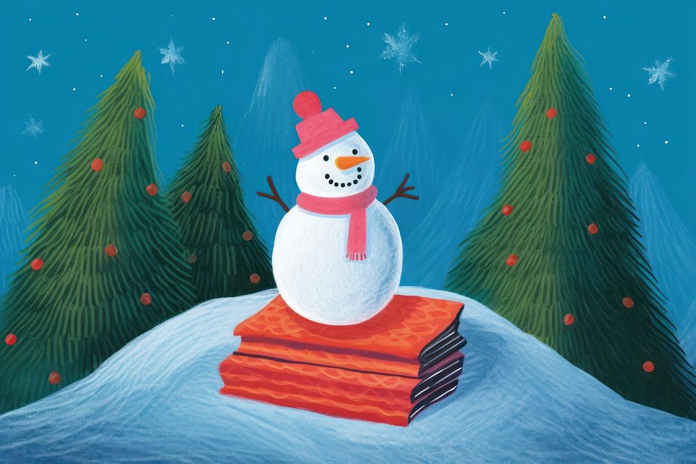 Snowman with christmas season winter red representation.