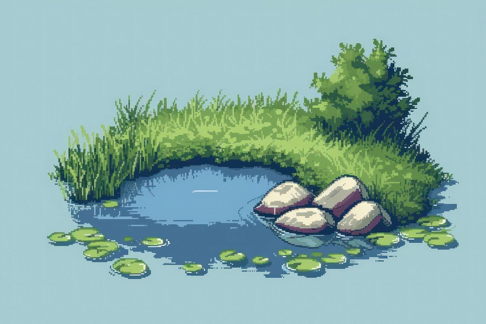 Pond cut pixel pond outdoors nature.