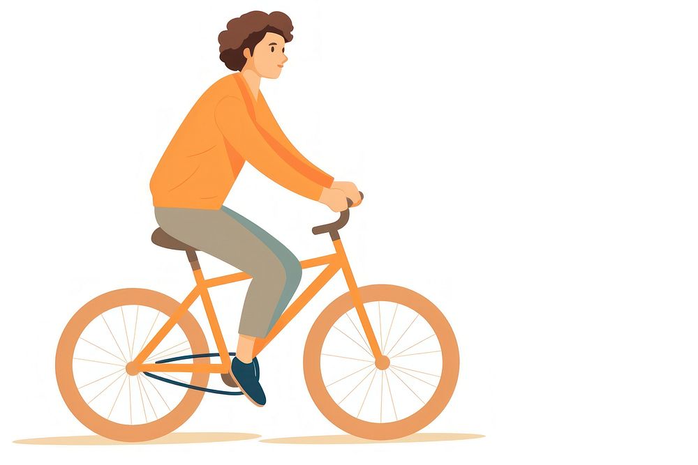 Teenager boy cycling illustration bicycle vehicle cartoon.
