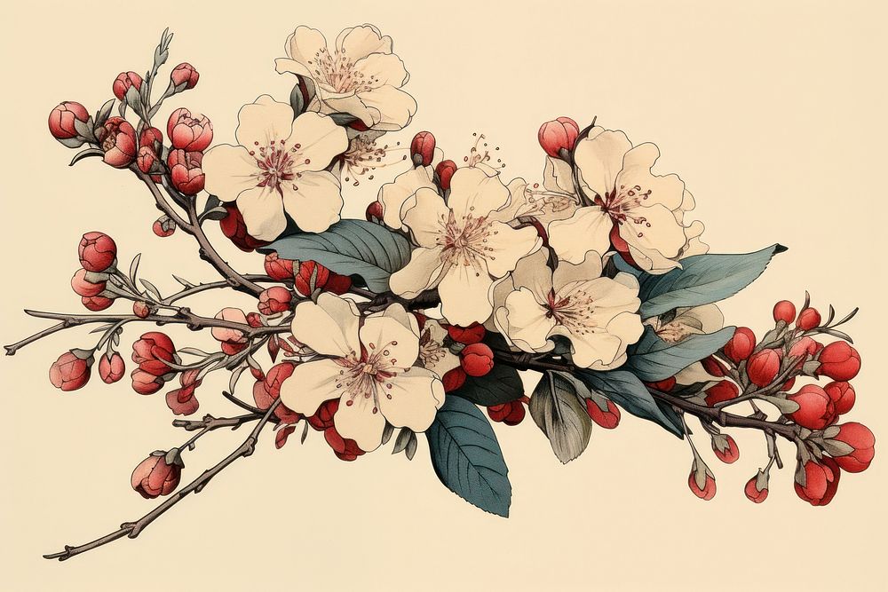 An isolated cherry blossom bouquet flower art plant.