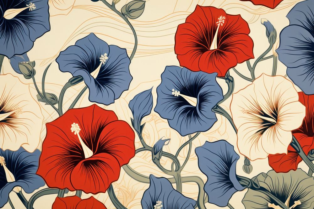 An isolated morning glory flower art backgrounds.