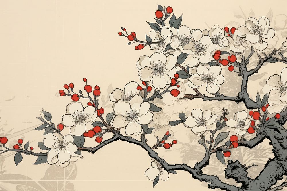 An isolated sakura bouquet flower art backgrounds.