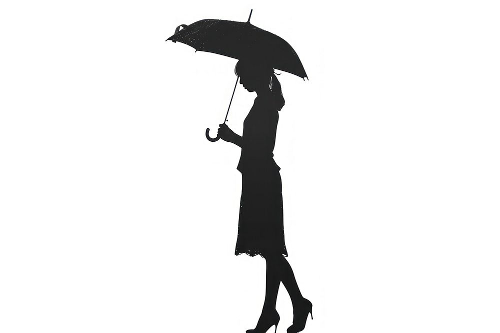 Umbrella silhouette adult white background.