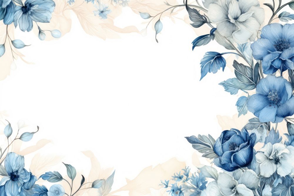 Blue Floral backgrounds pattern white.