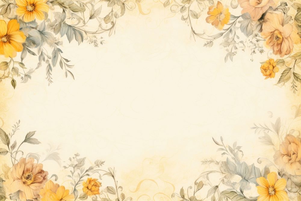 Yellow Floral border backgrounds pattern paper.