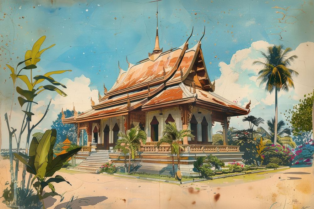 Architecture building painting temple.