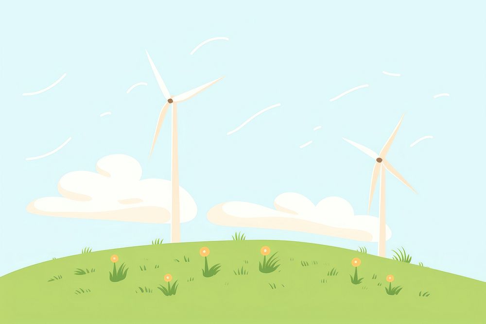 Wind turbine illustration outdoors machine cartoon.
