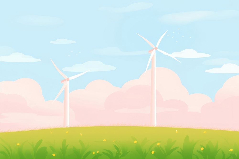 Wind turbine illustration outdoors windmill machine.
