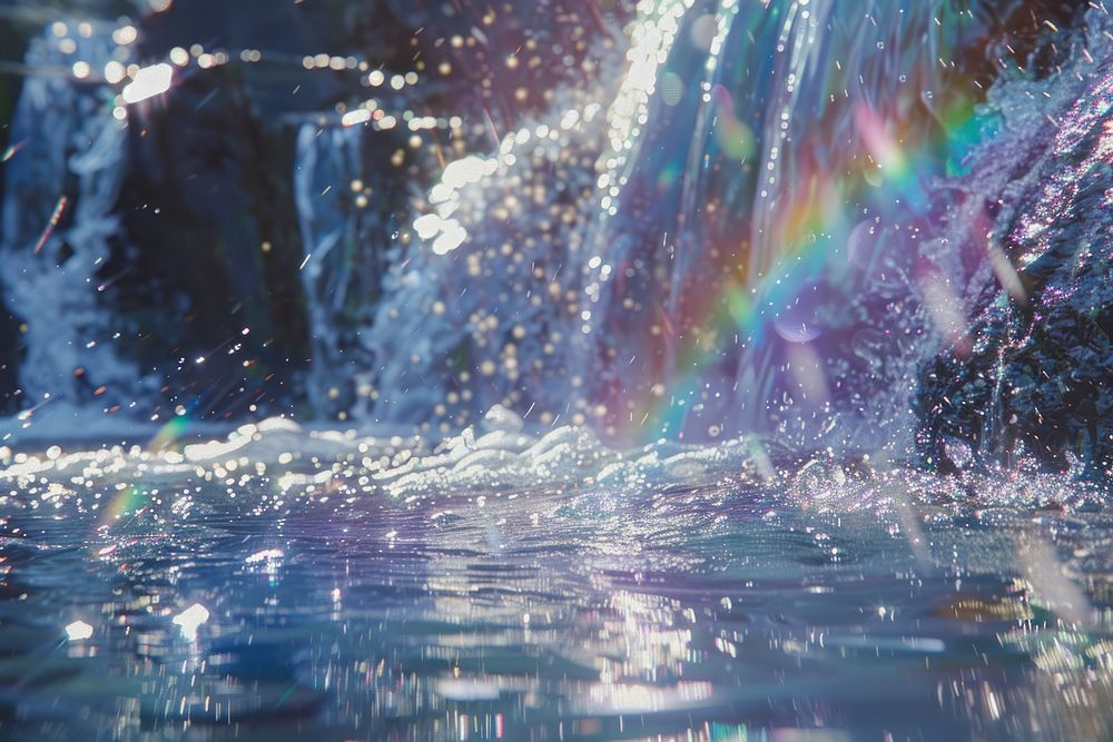 Waterfall photo rainbow backgrounds outdoors.