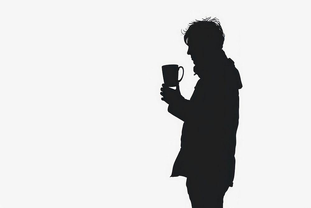 A mug silhouette backlighting adult.