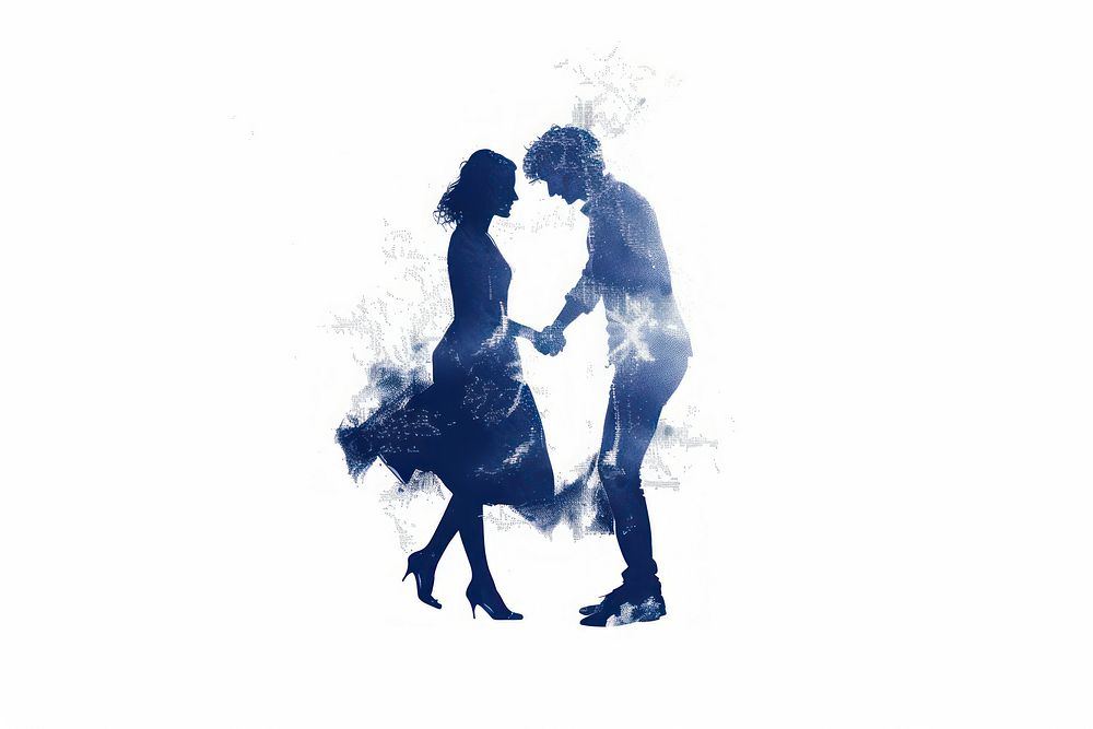 A man and woman dancing silhouette adult white background.