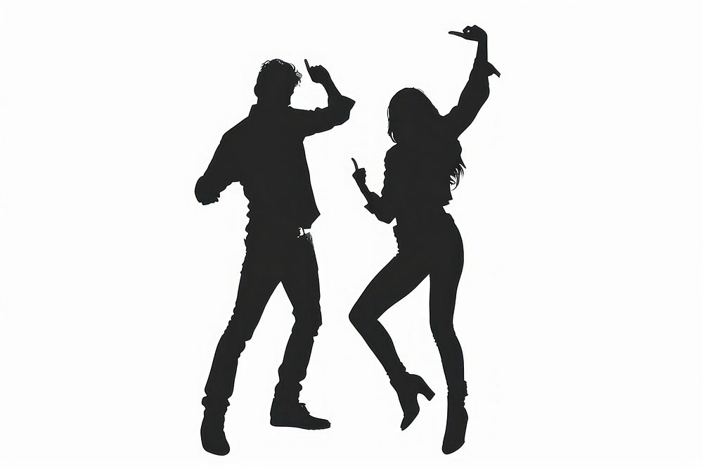 A man and woman dancing silhouette adult white background.